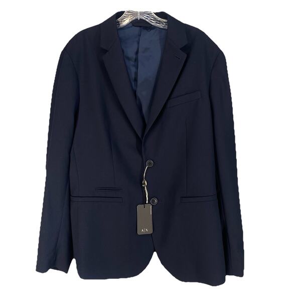 💙 Armani Exchange Mens 40 Navy Blazer New Poly Viscose Blend 💙 - Picture 1 of 12